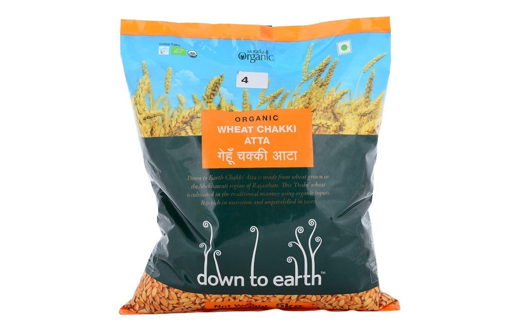 Down To Earth Organic Wheat Chakki Atta    Pack  5 kilogram